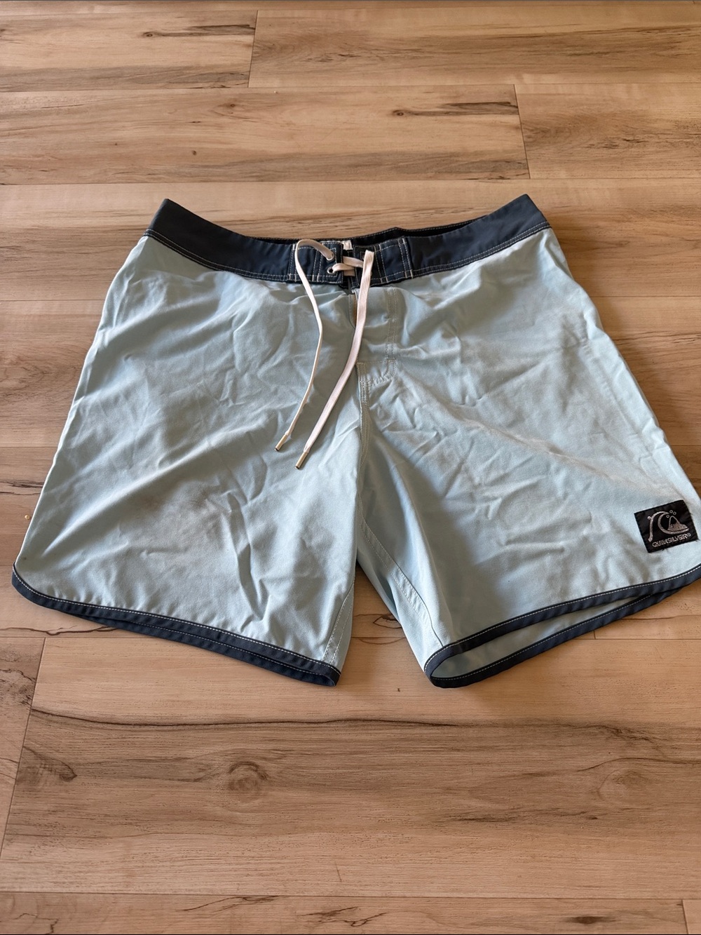 Quiksilver Light Blue Board Shorts with Navy Waistband